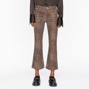 FRAME Le Crop Mini Boot Coated Jeans Leopard Size 23 NEW NWT